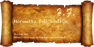 Horowitz Fábián névjegykártya